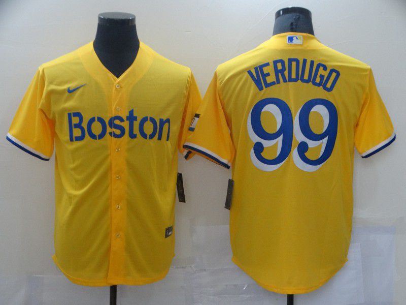 Men Boston Red Sox #99 Verdugo Yellow Game 2021 Nike MLB Jerseys